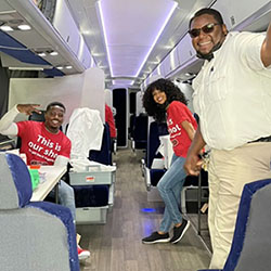 Eugene and pharmacists on bus