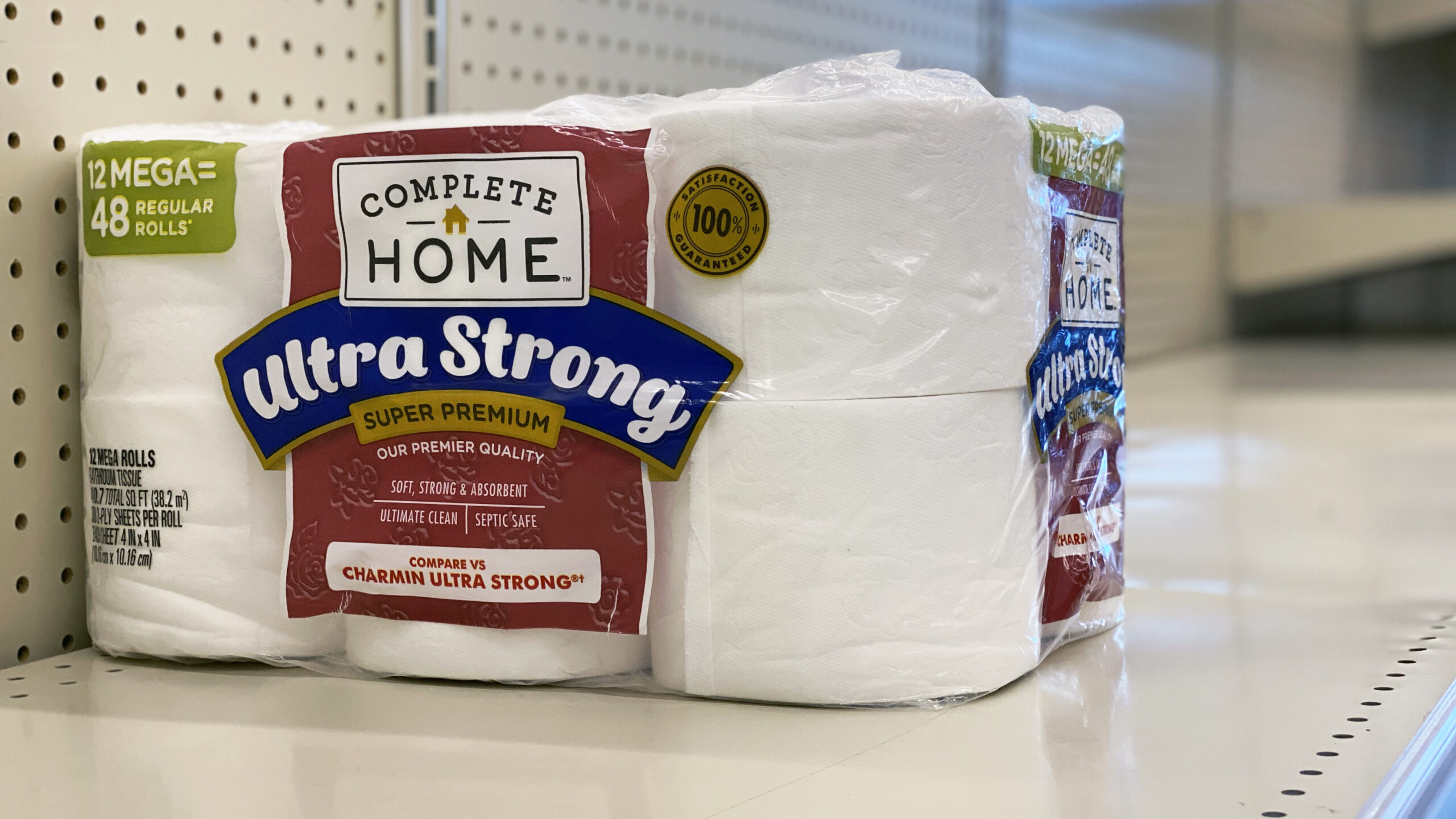 Toilet paper on shelf