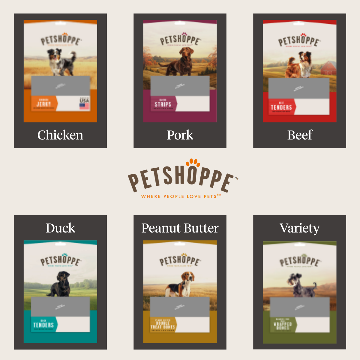 Redesigned PetShoppe packaging contains new layout, imagery and color schemes to simplify and improve the shopping experience.