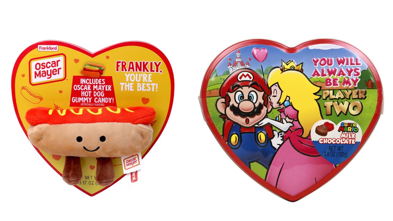 Heart-shaped boxes of candies