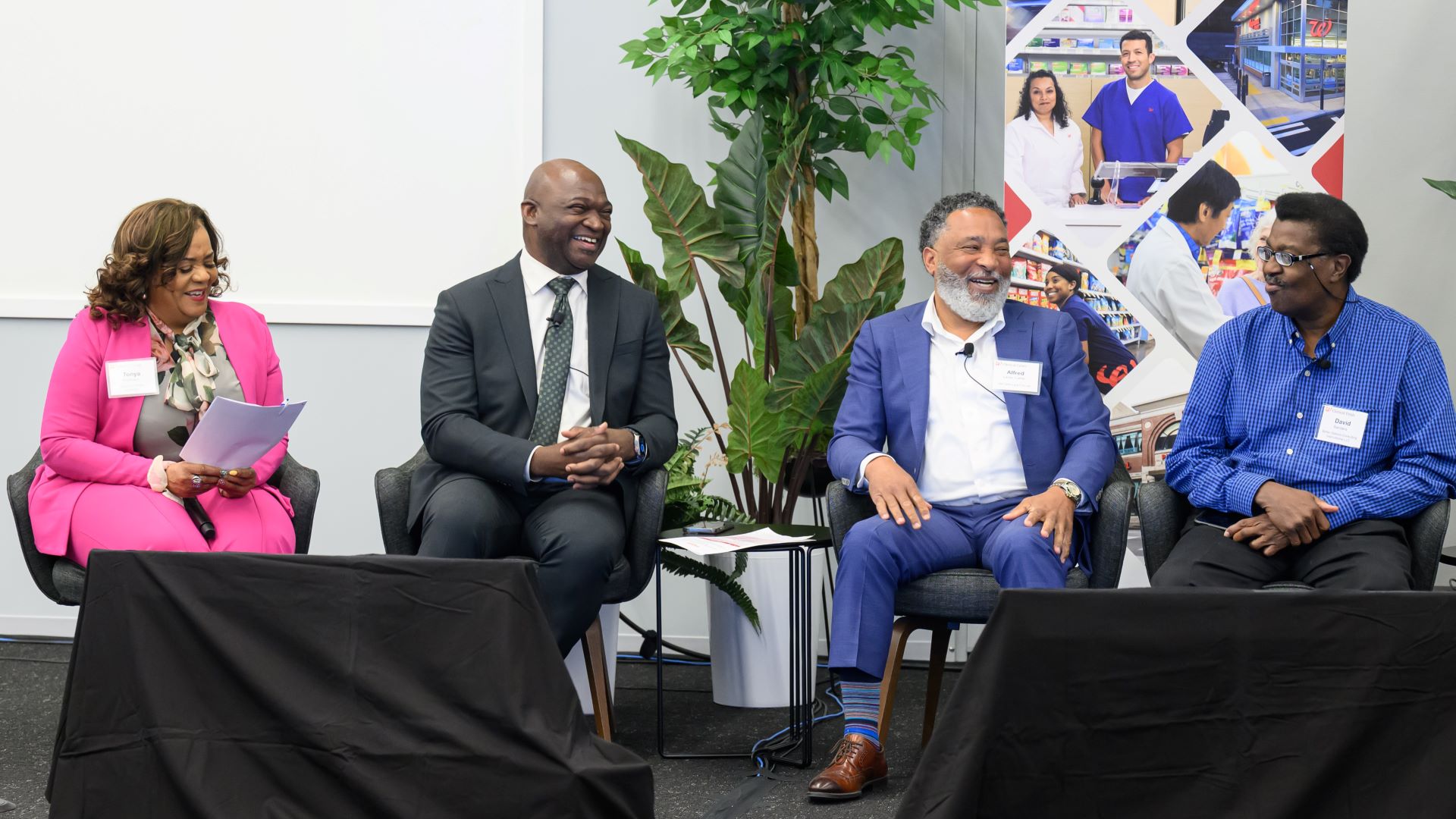 From left: Dr. Tonya S. Roberson; Dr. Karriem S. Watson, CEO of UI-Health Mile Square Health Center; Alfred Lacks; and David Sanders, patient advocate and cancer survivor.